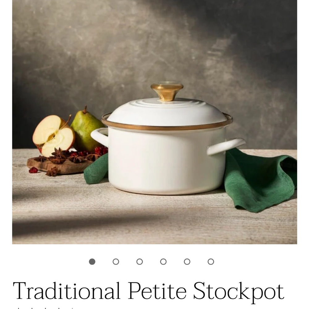 New Le Creuset White Petite Stockpot (3.8 quart) with/ Pretty gold color knob! - Picture 8 of 8